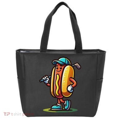 Funny Golf Hot Dog Tote Bag