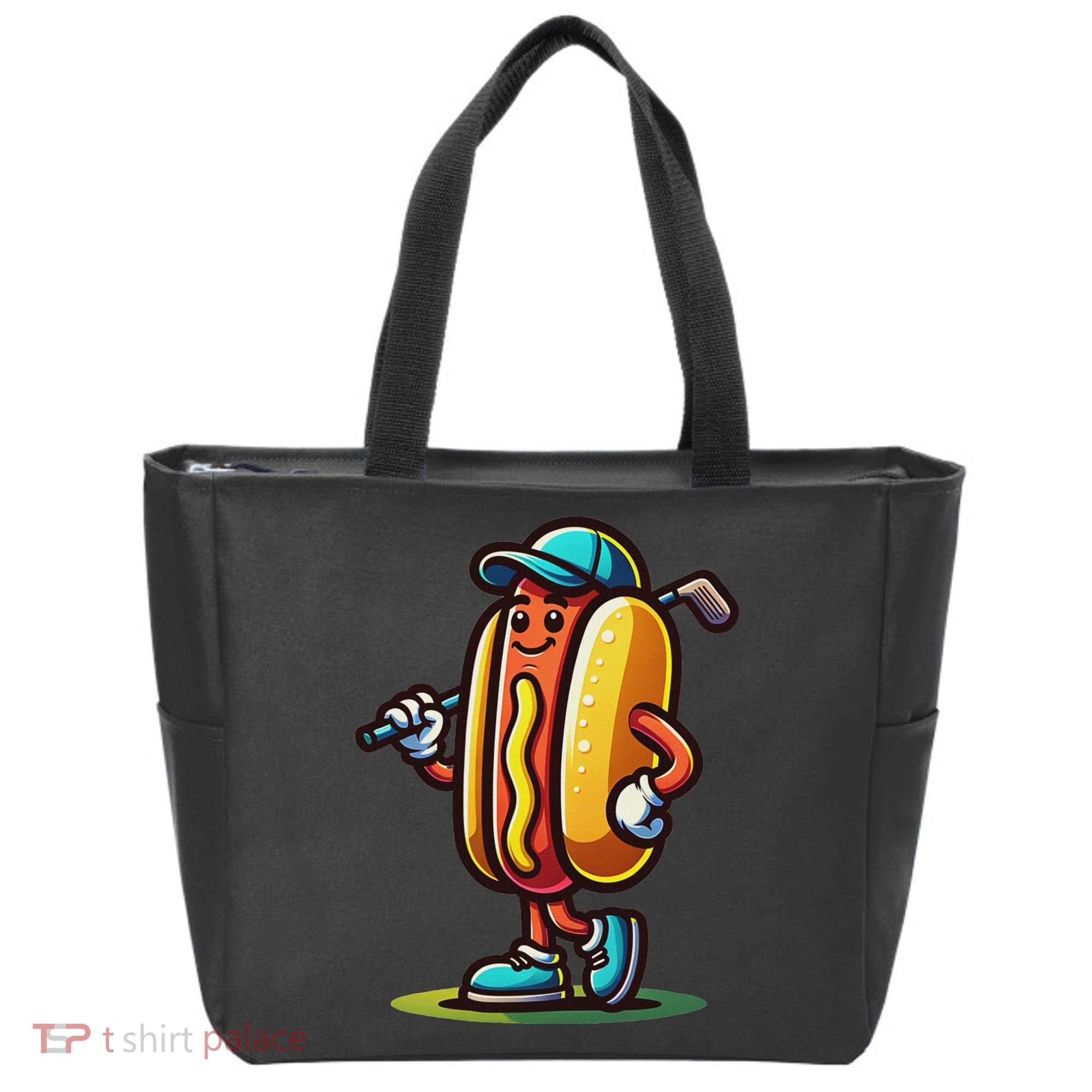 Funny Golf Hot Dog Tote Bag