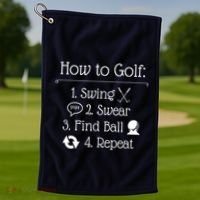 Funny Golfing How To Golf Funny Golf Sayings Gift Golf Towel thumb 1
