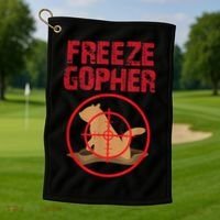 Freeze Gopher Hunting Funny Gopher Hunter Golf Towel thumb 1