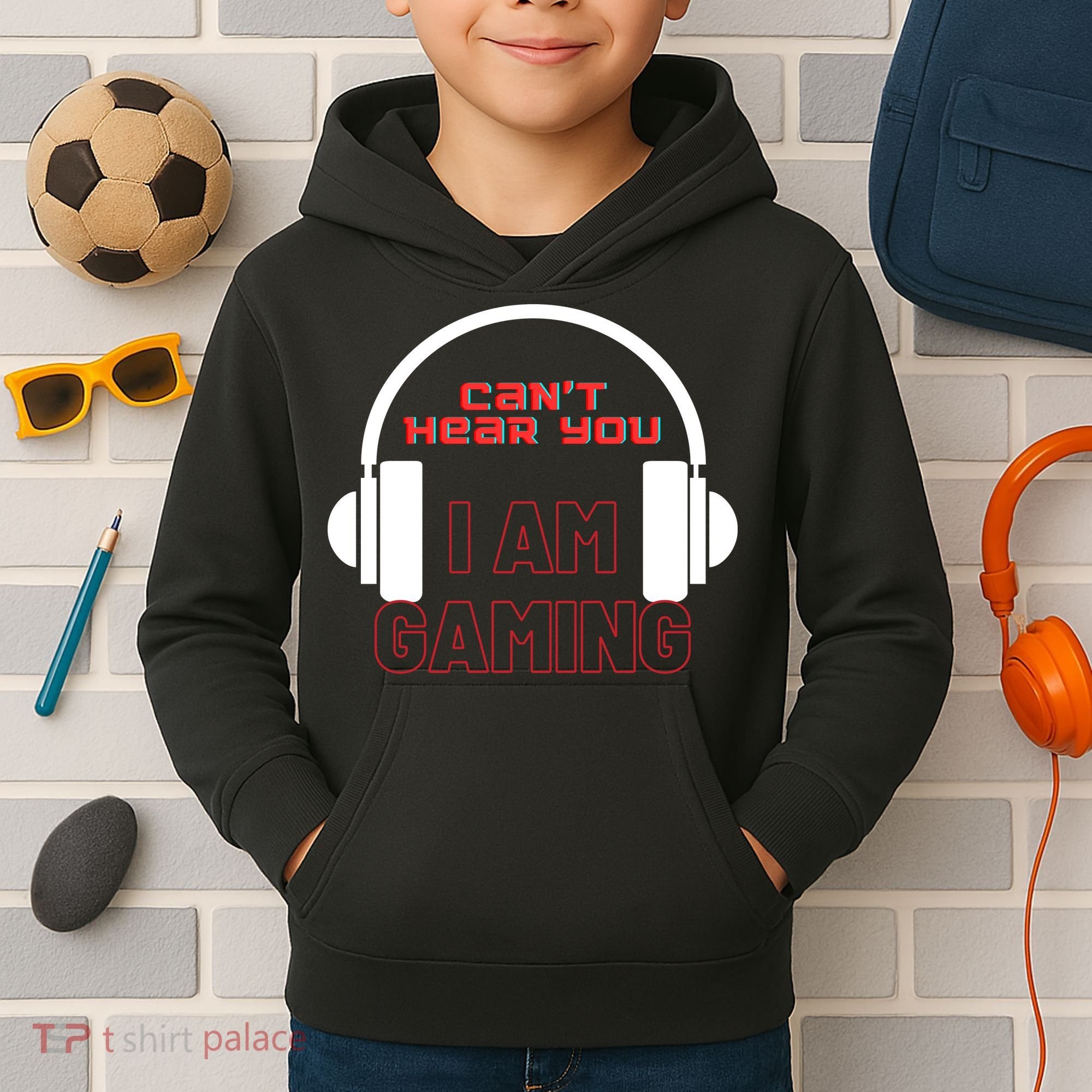 Funny Gamer Headset I Can't Hear You I'm Gaming Kids Hoodie