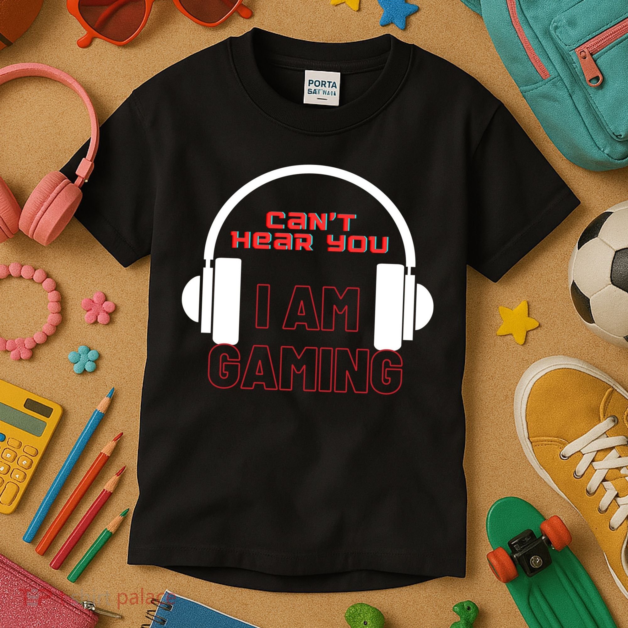 Funny Gamer Headset I Can't Hear You I'm Gaming Kids T-Shirt