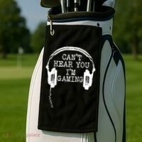 Funny Gamer Headset I Cant Hear You Im Gaming Golf Towel thumb 2