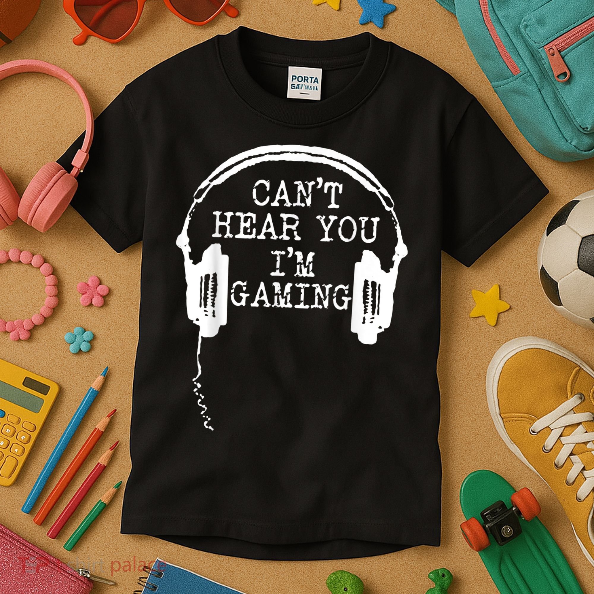 Funny Gamer Headset I Cant Hear You Im Gaming Kids T-Shirt