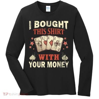 Funny Gambling I Poker Card Player Gaming Icon Tee Women's Long Sleeve Shirt
