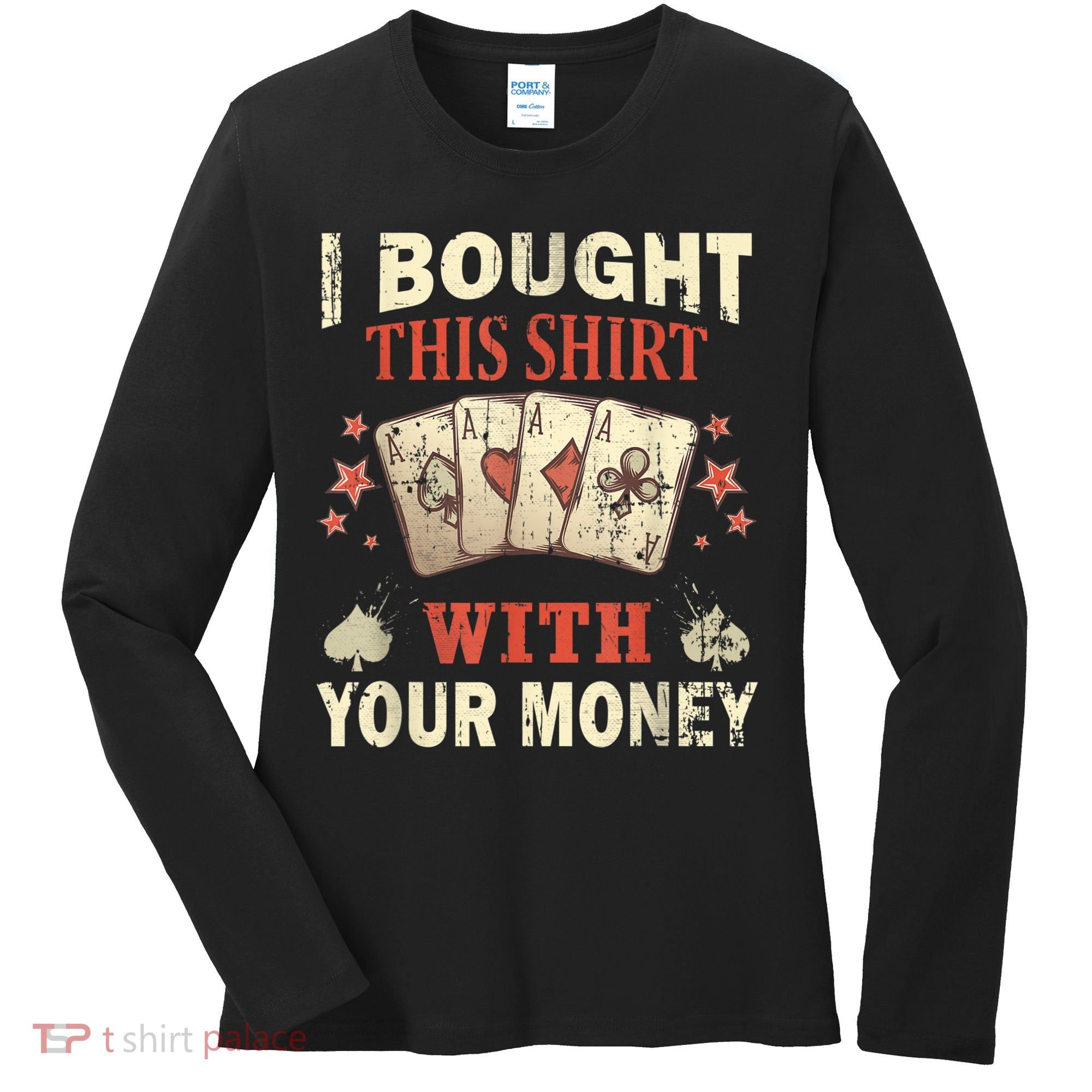 Funny Gambling I Poker Card Player Gaming Icon Tee Women's Long Sleeve Shirt