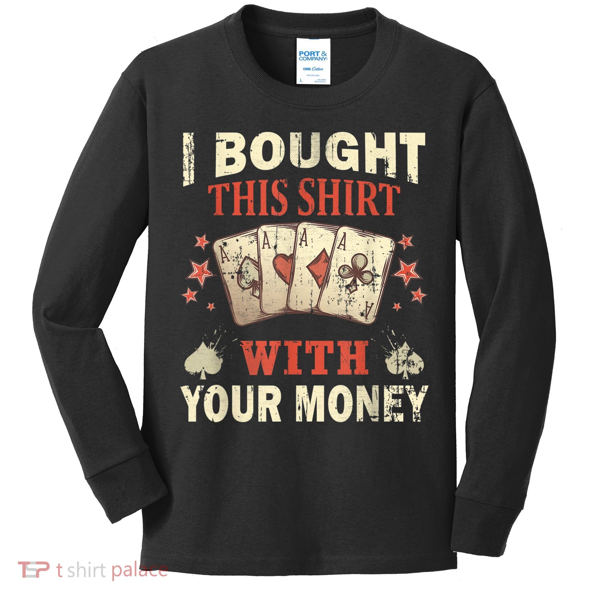 Funny Gambling I Poker Card Player Gaming Icon Tee Kids Long Sleeve Shirt