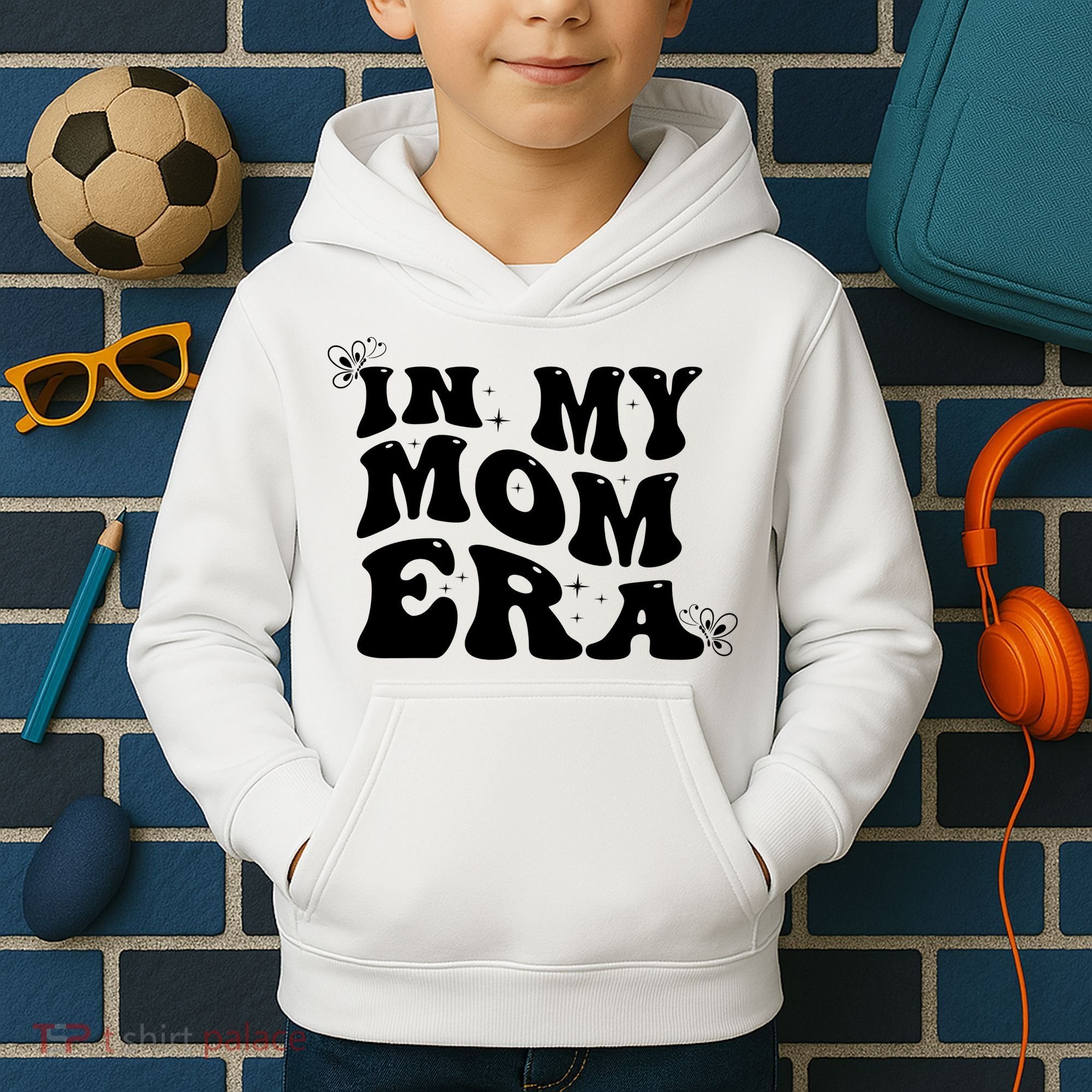 Funny Groovy In My Mom Era Kids Hoodie