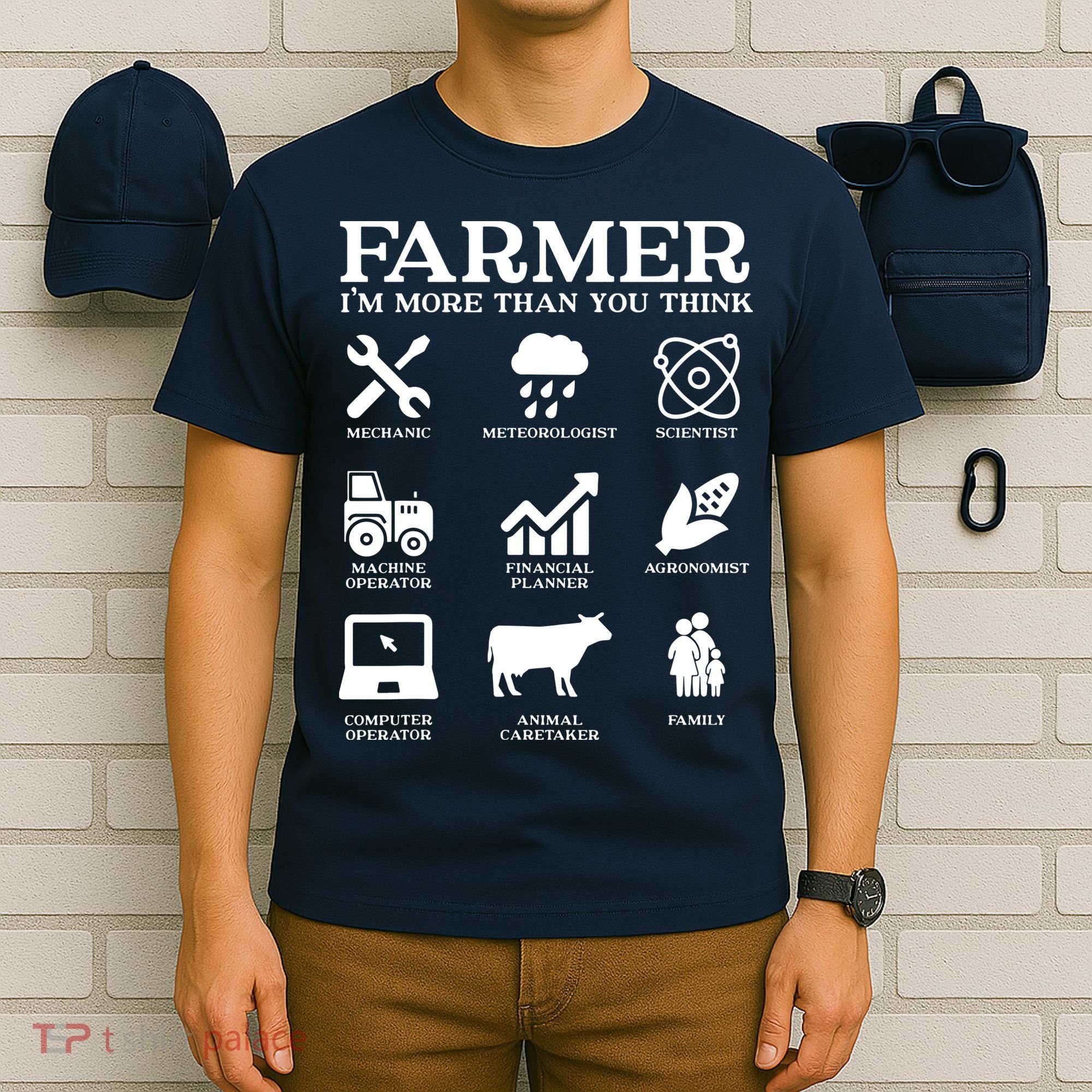 Farmer Gift Idea Farming Agriculture Patriotic Farmer T-Shirt