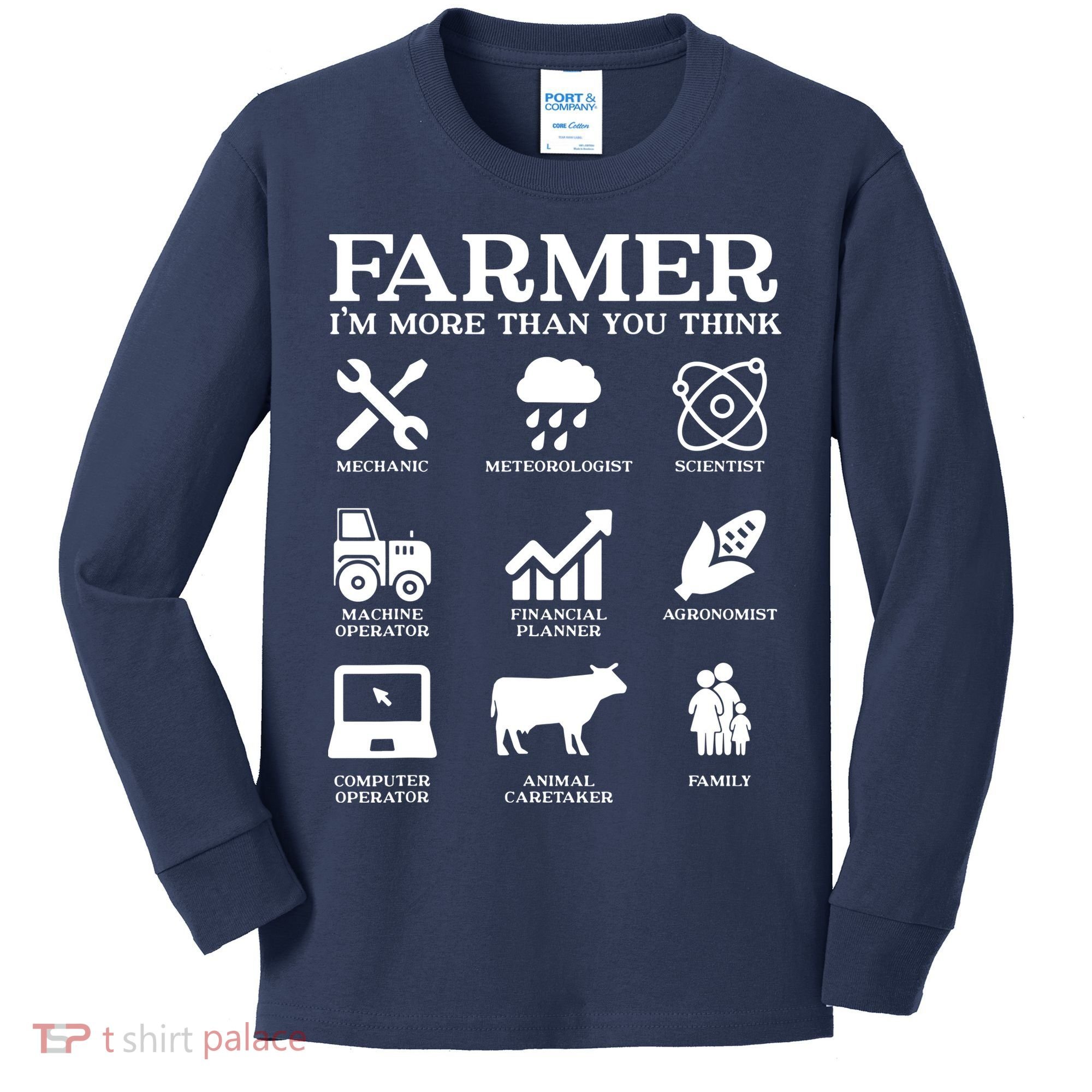 Farmer Gift Idea Farming Agriculture Patriotic Farmer Kids Long Sleeve Shirt
