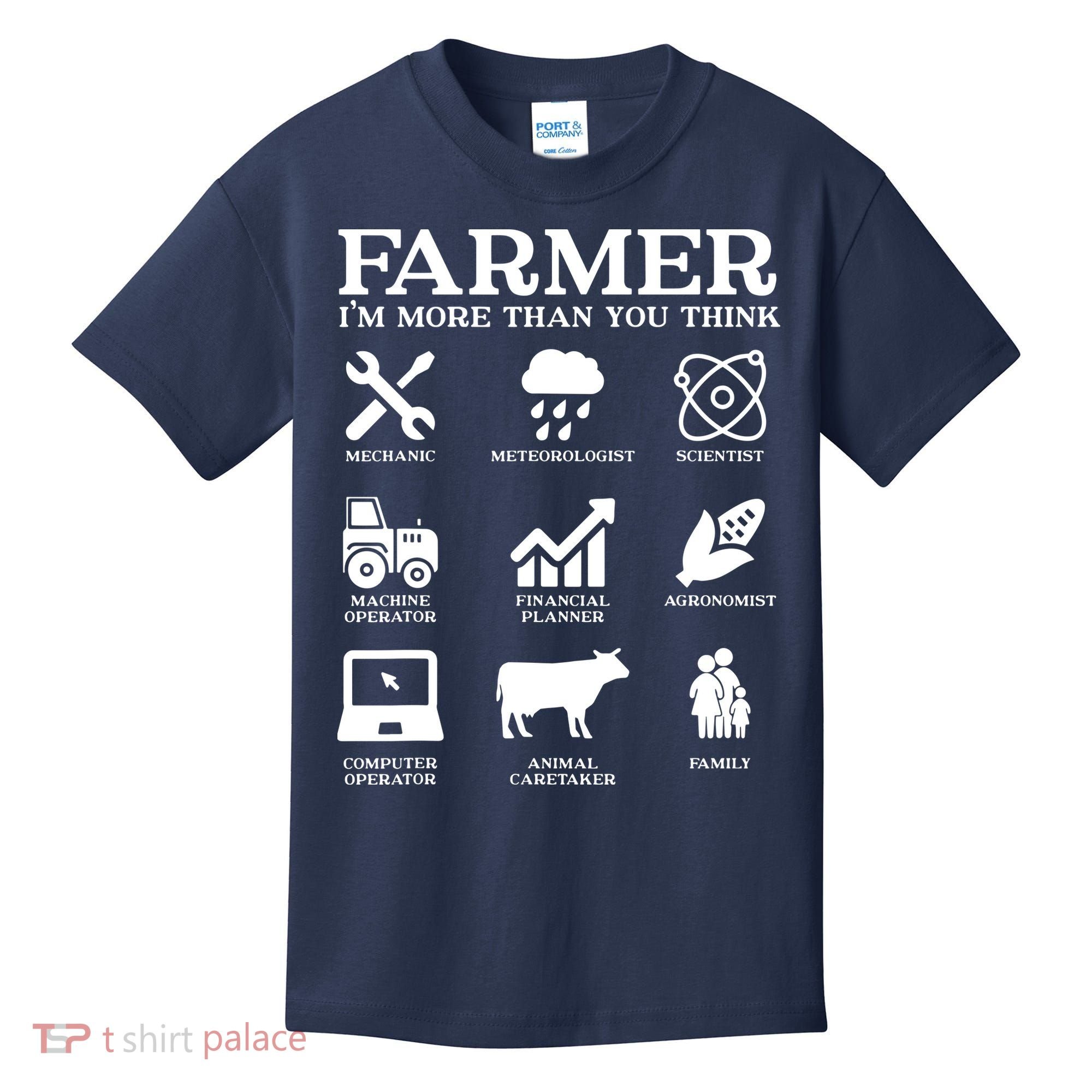 Farmer Gift Idea Farming Agriculture Patriotic Farmer Kids T-Shirt