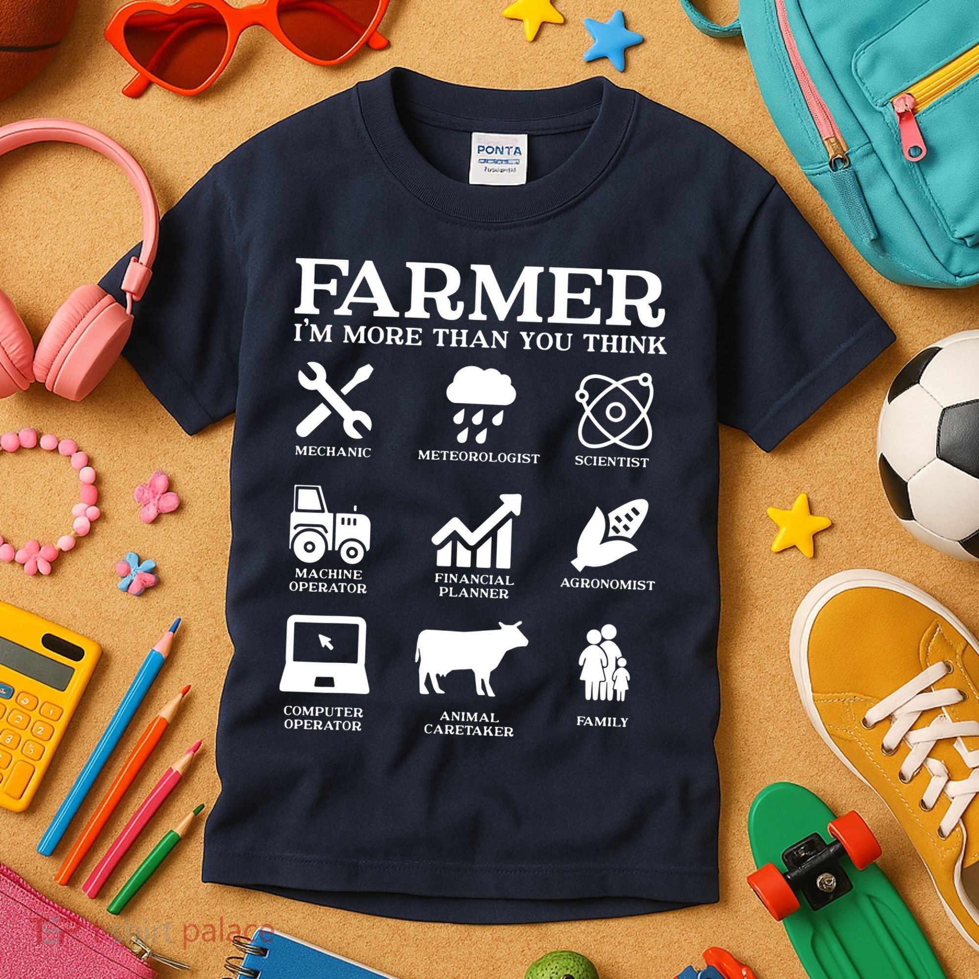 Farmer Gift Idea Farming Agriculture Patriotic Farmer Kids T-Shirt