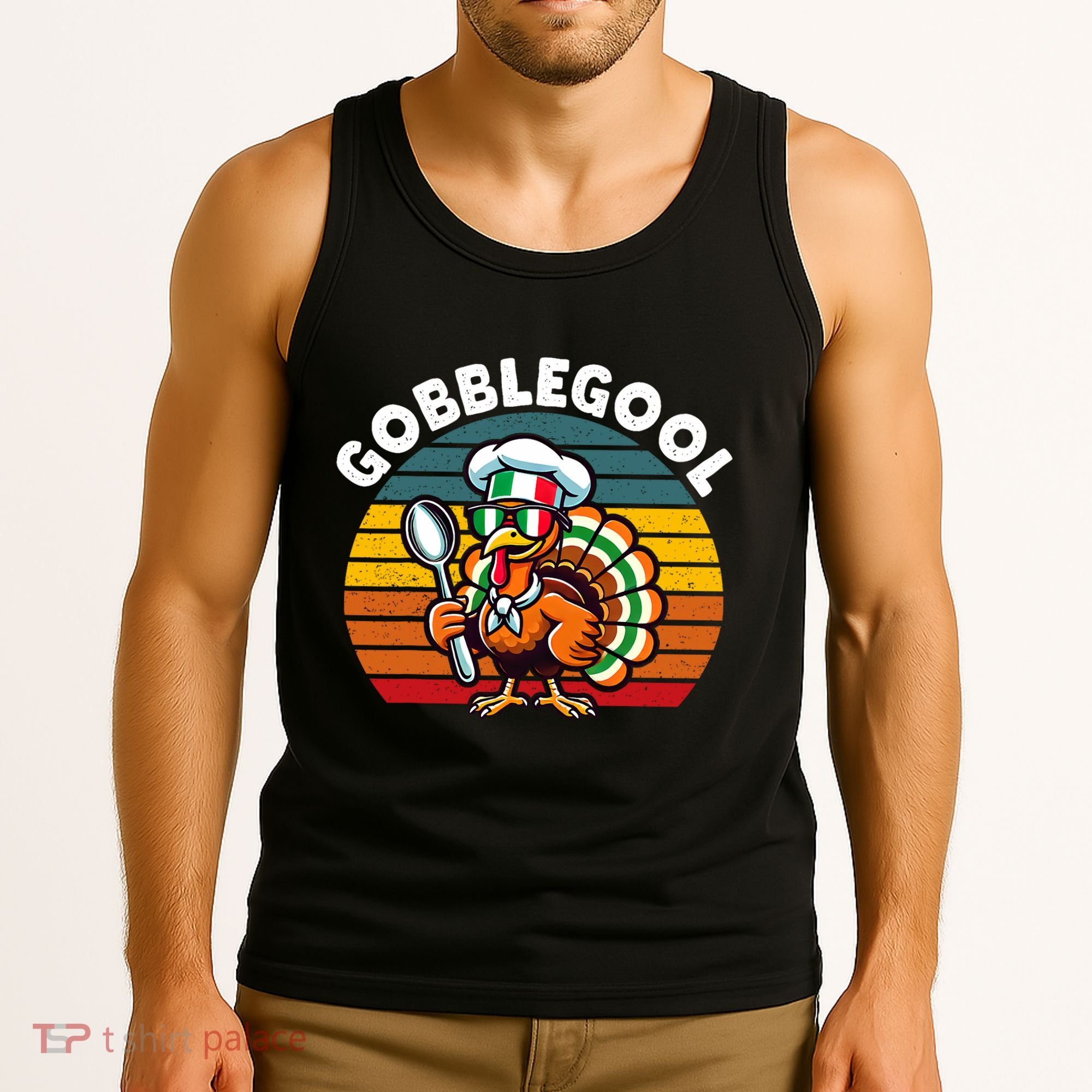 Funny Gobblegool Italian Gobble Turkey Day Fall Thanksgiving Tank Top