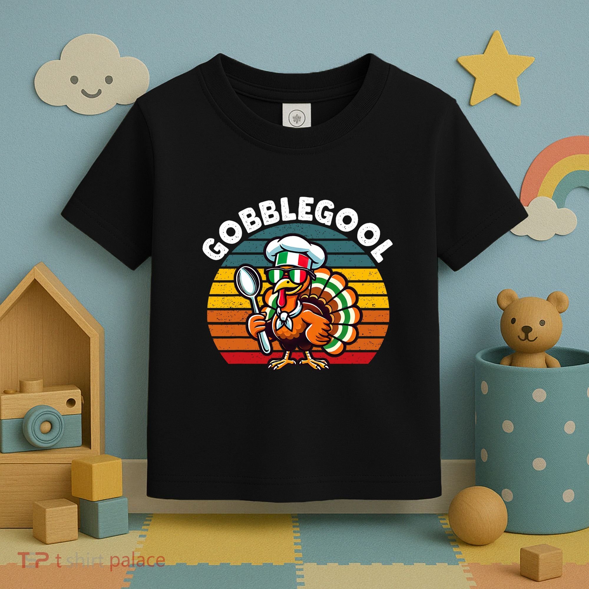 Funny Gobblegool Italian Gobble Turkey Day Fall Thanksgiving Toddler T-Shirt