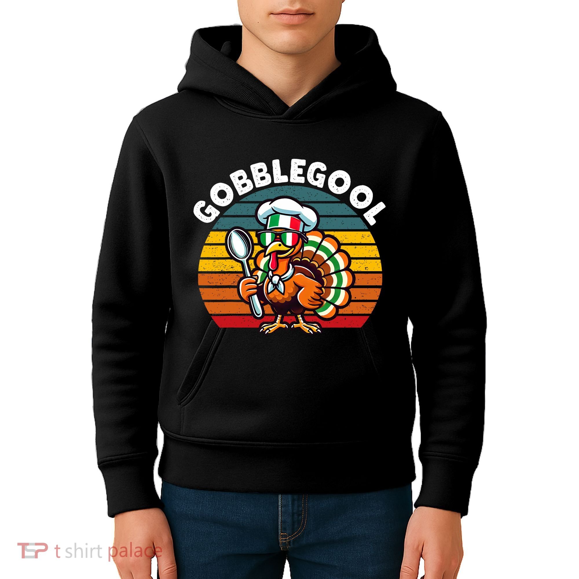 Funny Gobblegool Italian Gobble Turkey Day Fall Thanksgiving Kids Hoodie