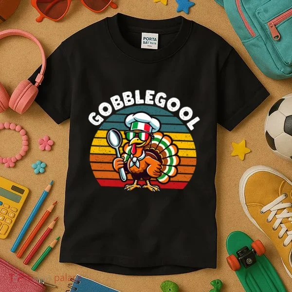 Funny Gobblegool Italian Gobble Turkey Day Fall Thanksgiving Kids T-Shirt