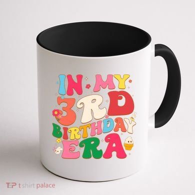 Funny Groovy In My 3rd Birthday Era Three Years Old Birthday Coffee Mug back