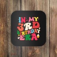 Funny Groovy In My 3rd Birthday Era Three Years Old Birthday Coaster thumb 0