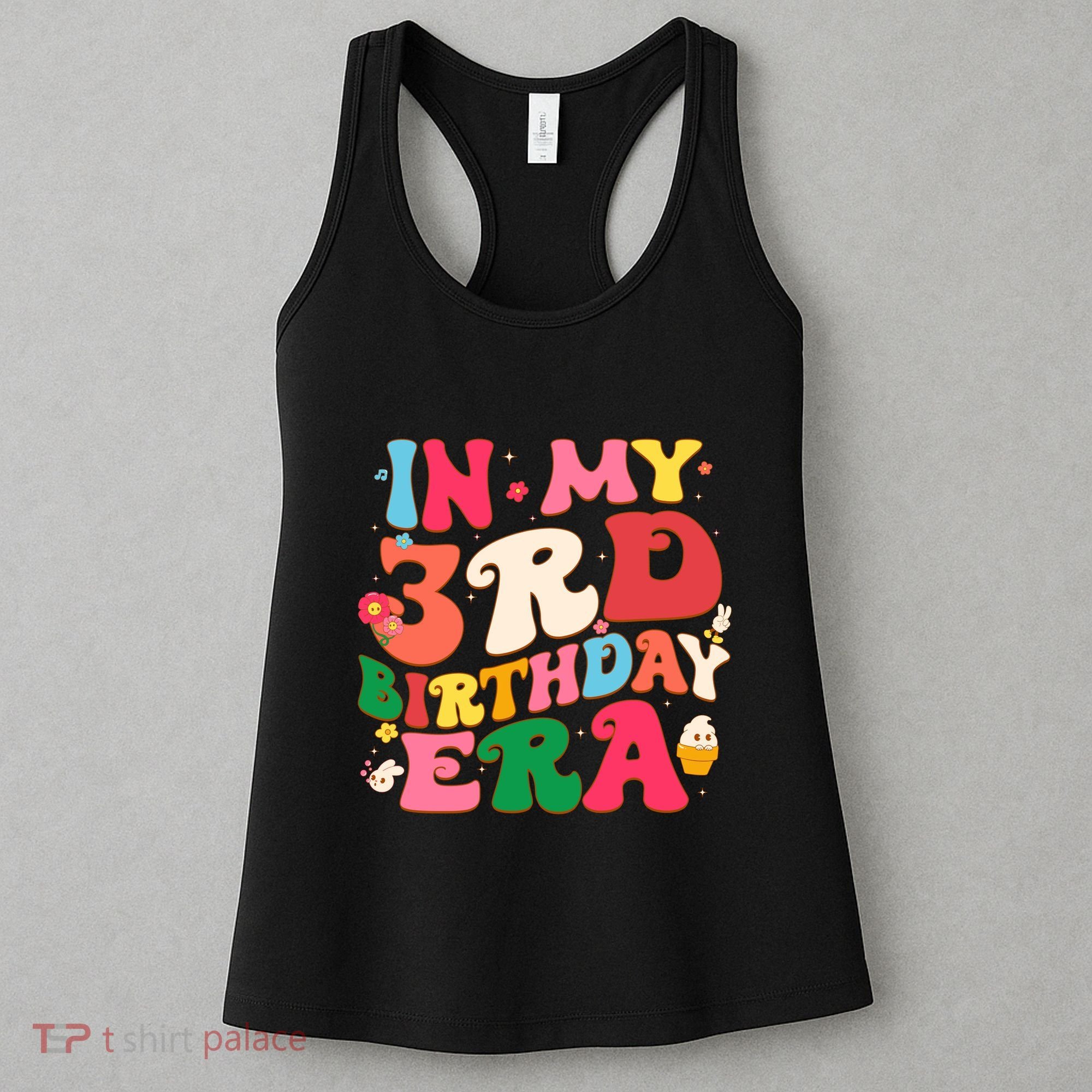 Funny Groovy In My 3rd Birthday Era Three Years Old Birthday Women's Tank Top