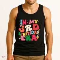 Funny Groovy In My 3rd Birthday Era Three Years Old Birthday Tank Top thumb 3