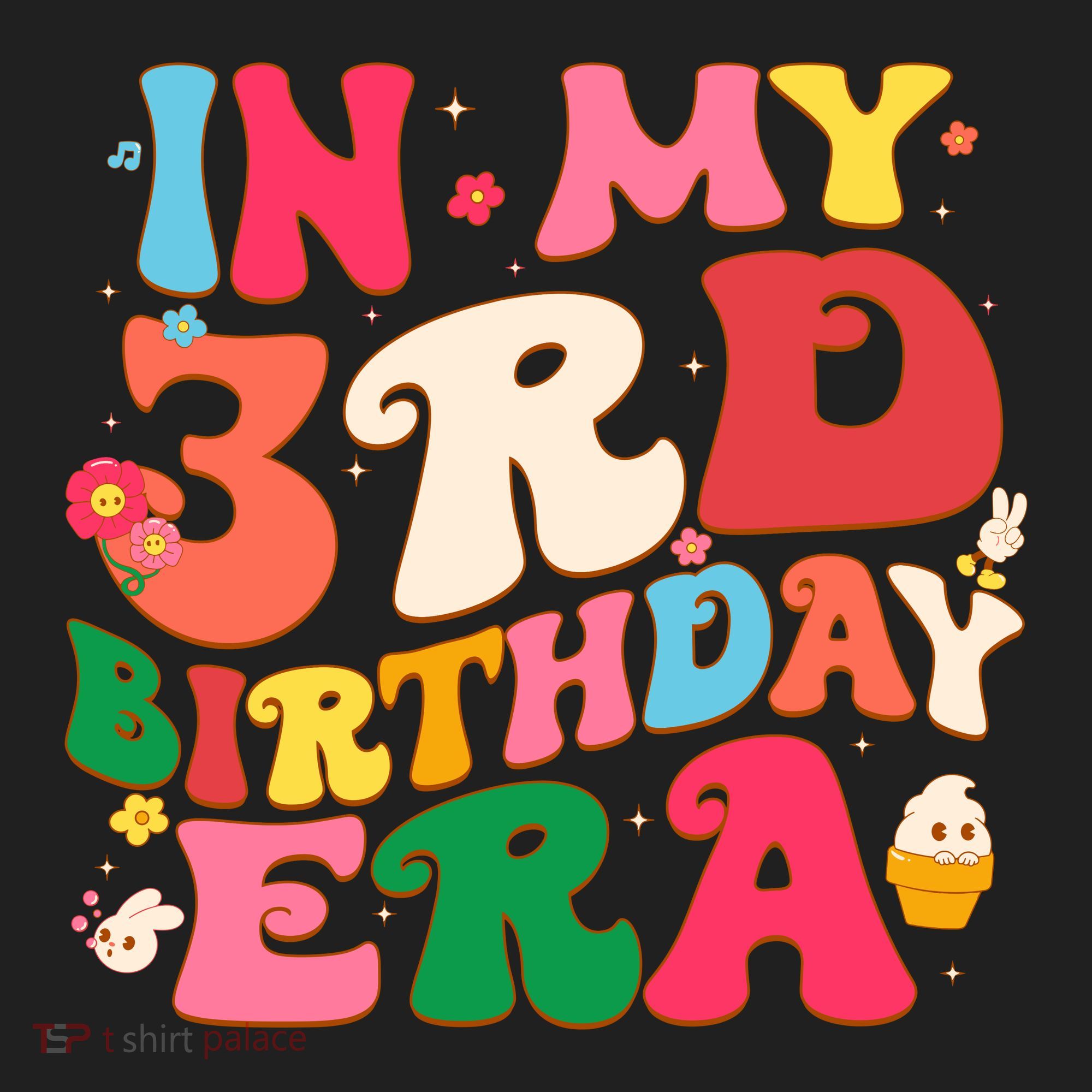 Funny Groovy In My 3rd Birthday Era Three Years Old Birthday Golf Towel