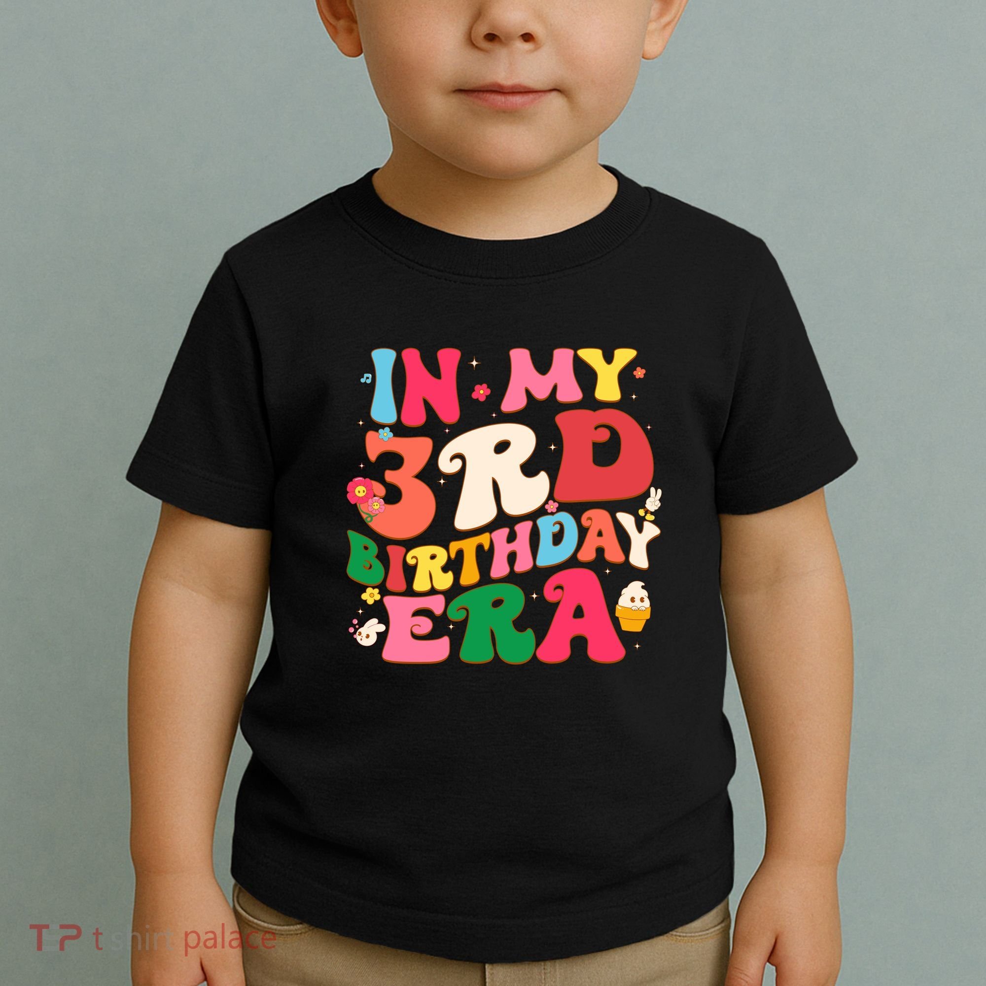Funny Groovy In My 3rd Birthday Era Three Years Old Birthday Toddler T-Shirt