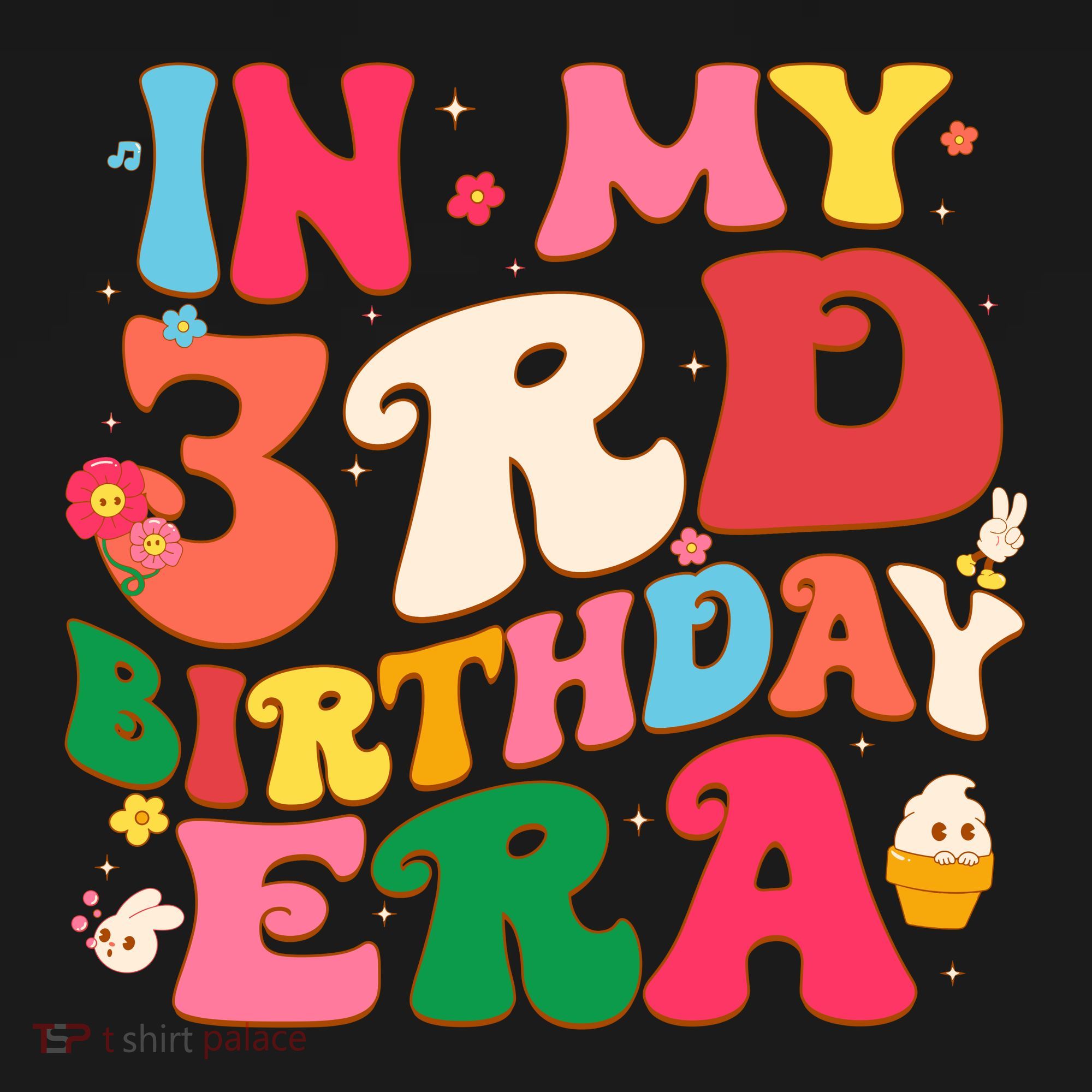 Funny Groovy In My 3rd Birthday Era Three Years Old Birthday Kids Sweatshirt