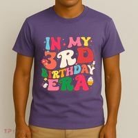 Funny Groovy In My 3rd Birthday Era Three Years Old Birthday T-Shirt thumb 3