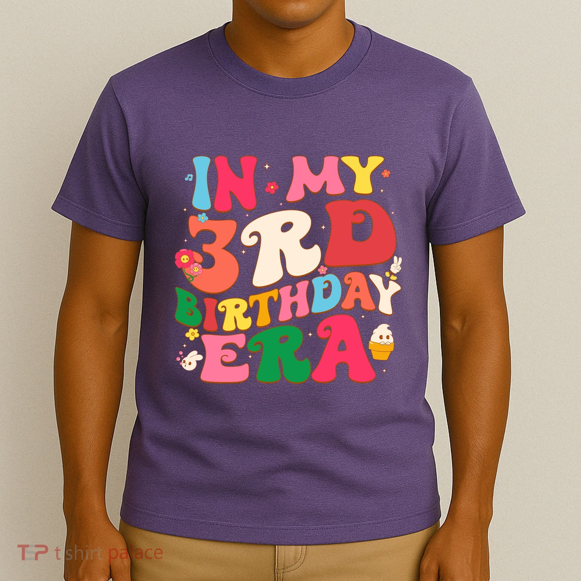 Funny Groovy In My 3rd Birthday Era Three Years Old Birthday T-Shirt