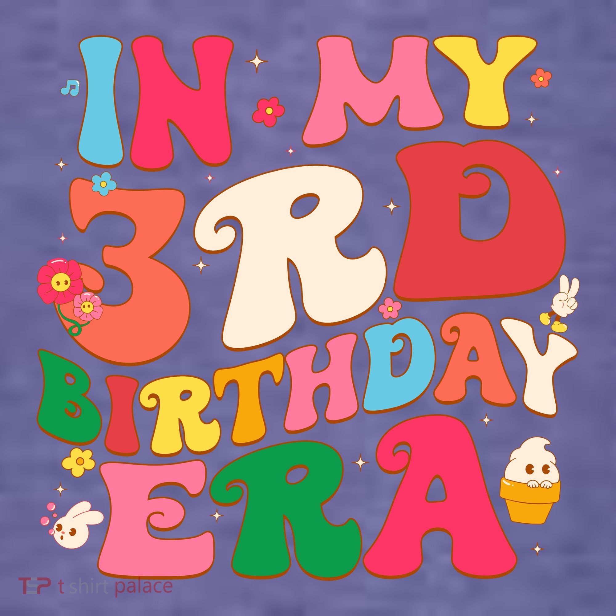 Funny Groovy In My 3rd Birthday Era Three Years Old Birthday Women's Hoodie