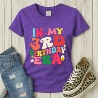 Funny Groovy In My 3rd Birthday Era Three Years Old Birthday Women's T-Shirt thumb 3