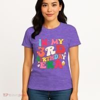 Funny Groovy In My 3rd Birthday Era Three Years Old Birthday Women's T-Shirt thumb 4