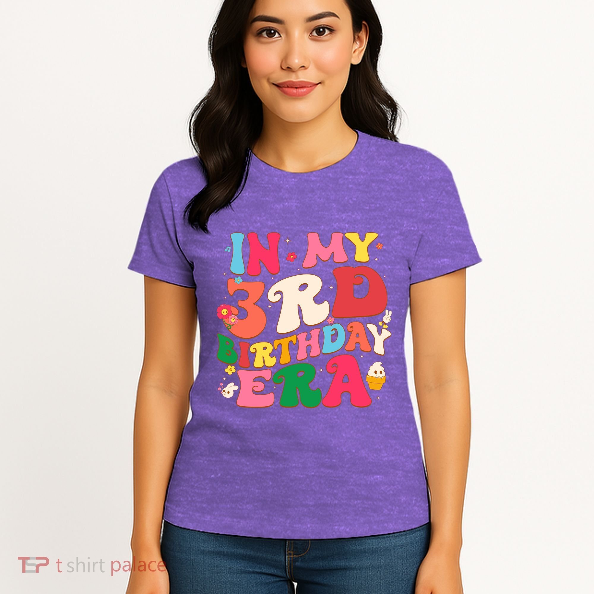 Funny Groovy In My 3rd Birthday Era Three Years Old Birthday Women's T-Shirt