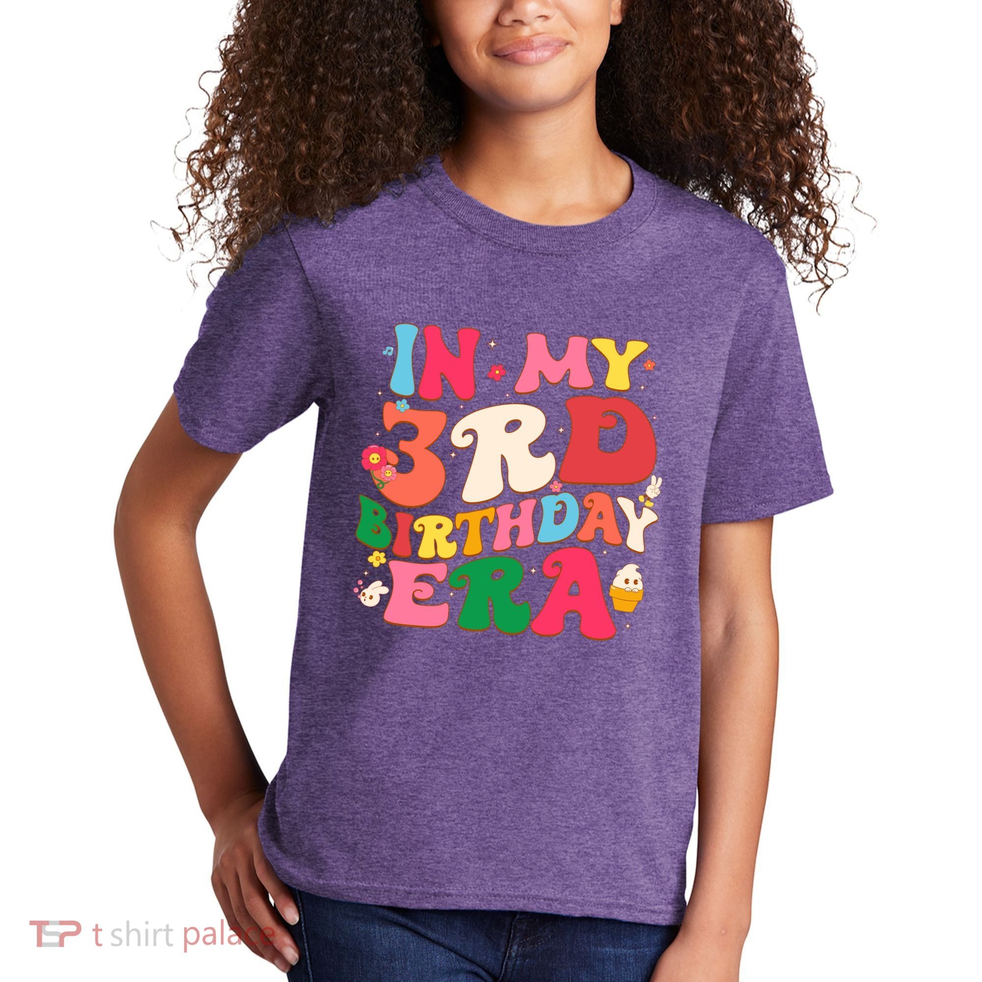 Funny Groovy In My 3rd Birthday Era Three Years Old Birthday Kids T-Shirt