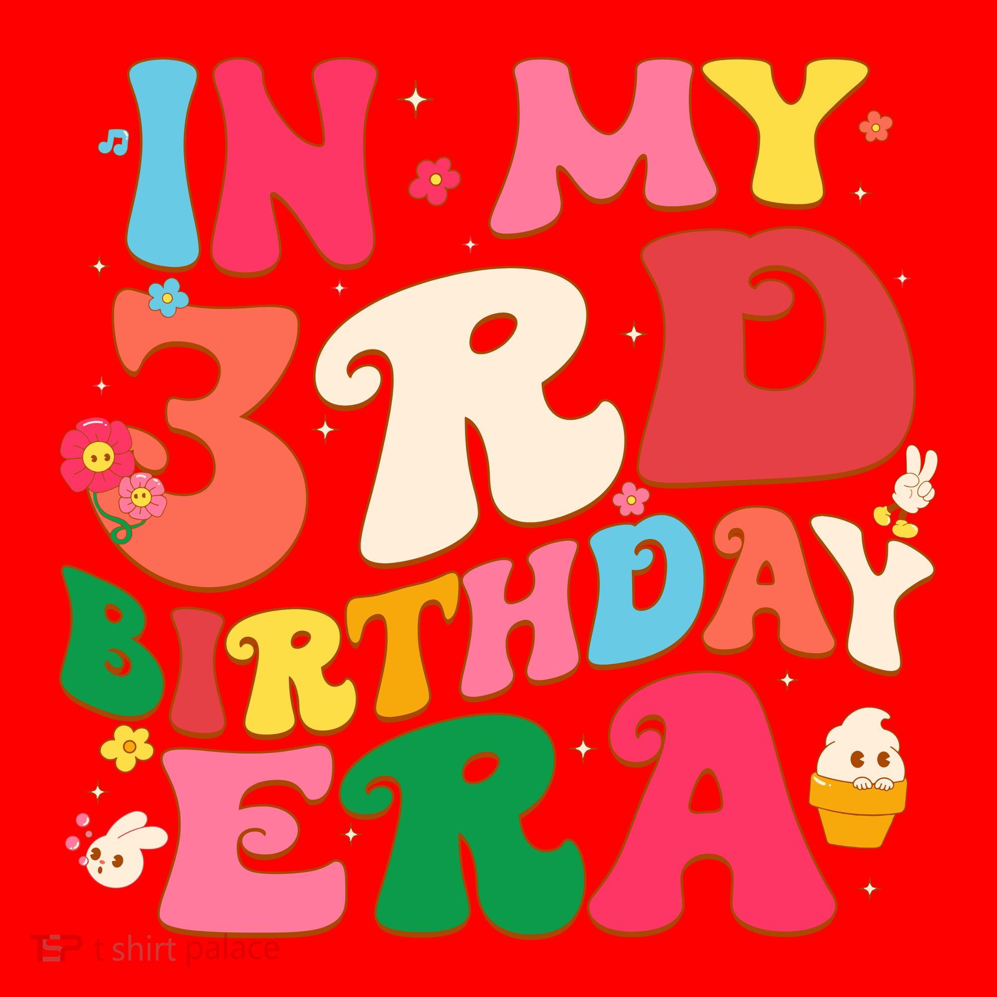 Funny Groovy In My 3rd Birthday Era Three Years Old Birthday Santa Hat