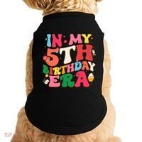 Funny Groovy In My 5th Birthday Era Five Years Old Birthday Doggie Tank thumb 0