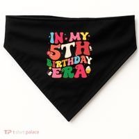 Funny Groovy In My 5th Birthday Era Five Years Old Birthday USA-Made Doggie Bandana thumb 0