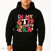 Funny Groovy In My 5th Birthday Era Five Years Old Birthday Hoodie thumb 2