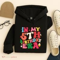Funny Groovy In My 5th Birthday Era Five Years Old Birthday Hoodie thumb 4