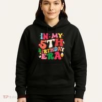 Funny Groovy In My 5th Birthday Era Five Years Old Birthday Hoodie thumb 5