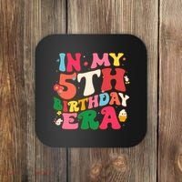 Funny Groovy In My 5th Birthday Era Five Years Old Birthday Coaster thumb 0
