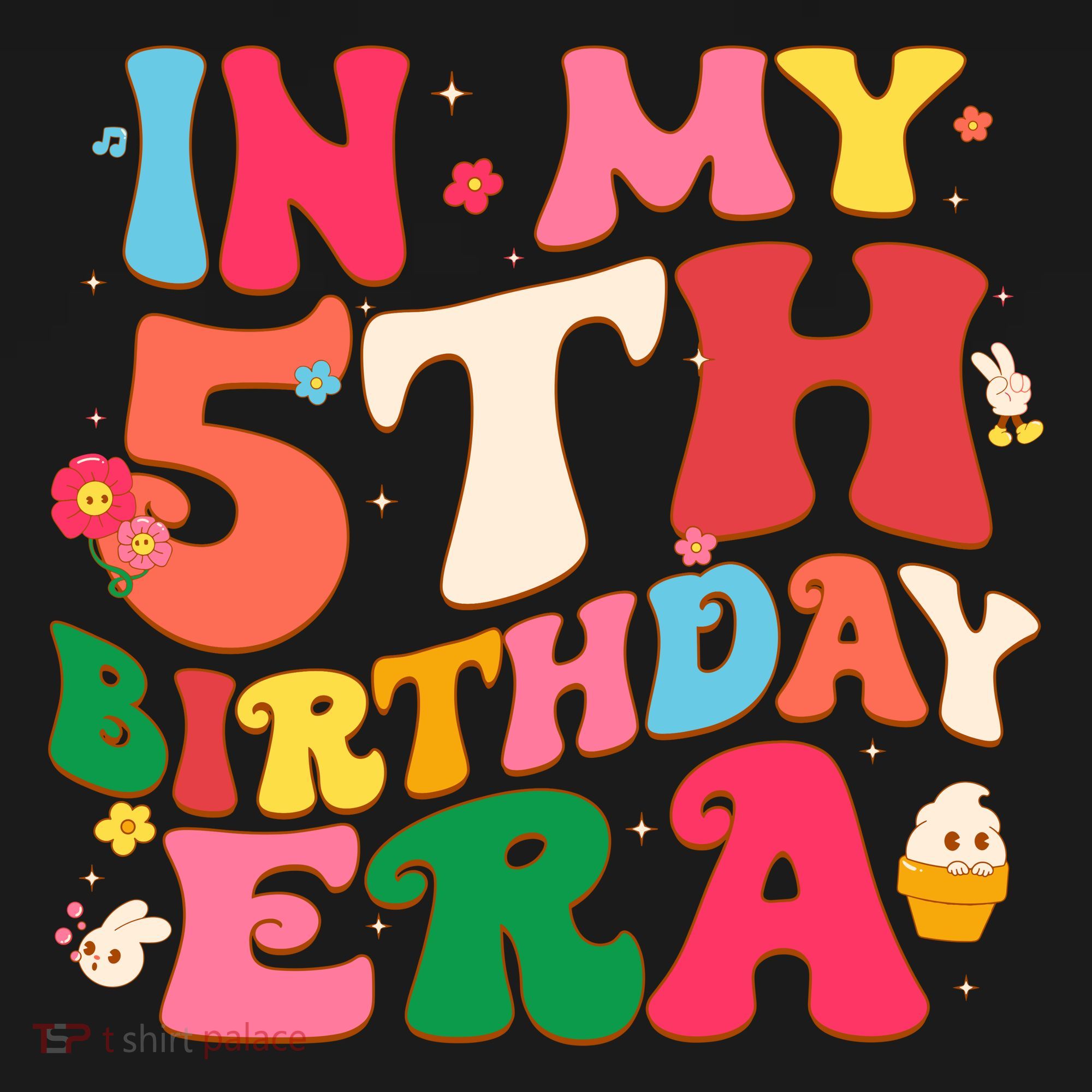 Funny Groovy In My 5th Birthday Era Five Years Old Birthday Women's Hoodie