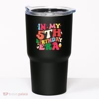 Funny Groovy In My 5th Birthday Era Five Years Old Birthday Tumbler thumb 0