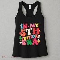 Funny Groovy In My 5th Birthday Era Five Years Old Birthday Women's Tank Top thumb 3