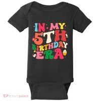 Funny Groovy In My 5th Birthday Era Five Years Old Birthday Baby Bodysuit thumb 0