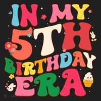 Funny Groovy In My 5th Birthday Era Five Years Old Birthday Hat thumb 2