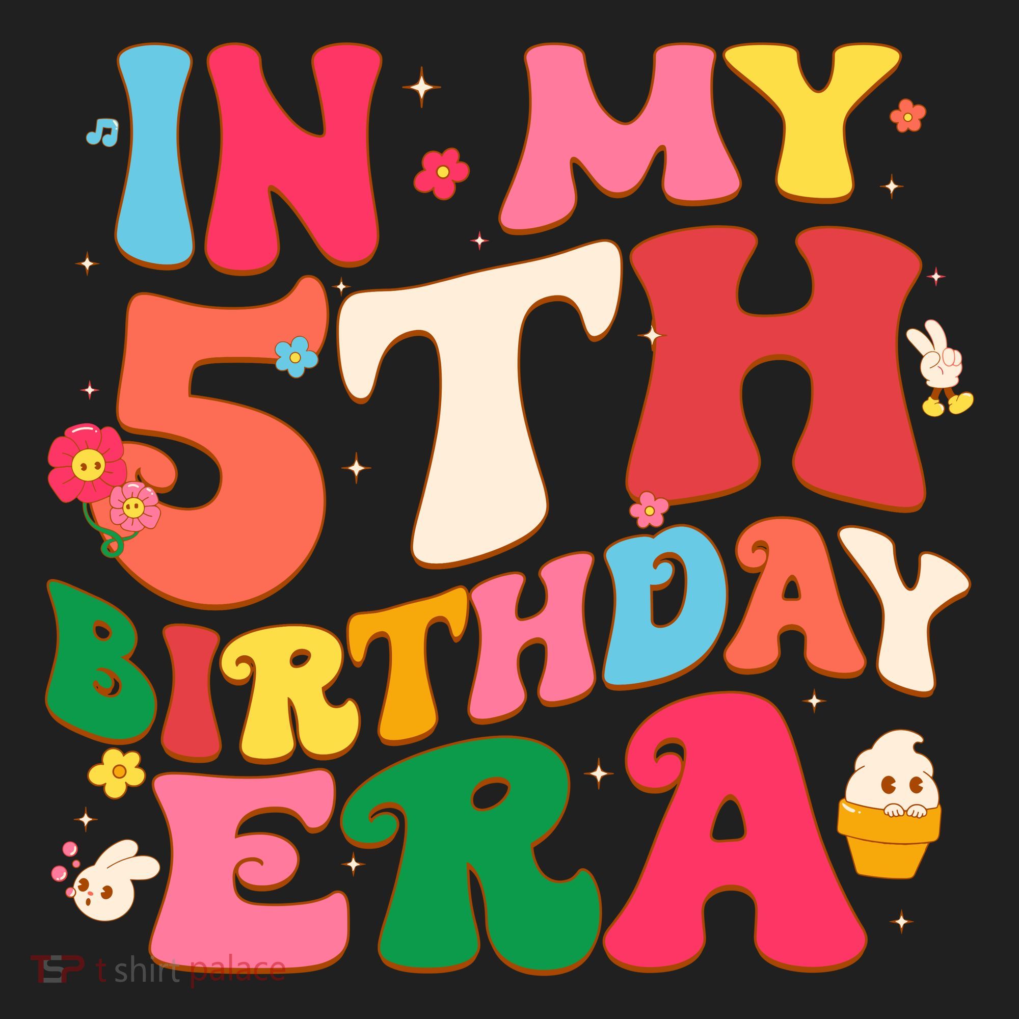 Funny Groovy In My 5th Birthday Era Five Years Old Birthday Hat