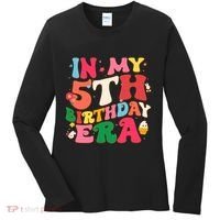 Funny Groovy In My 5th Birthday Era Five Years Old Birthday Women's Long Sleeve Shirt thumb 0