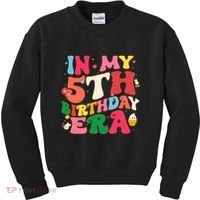 Funny Groovy In My 5th Birthday Era Five Years Old Birthday Kids Sweatshirt thumb 0