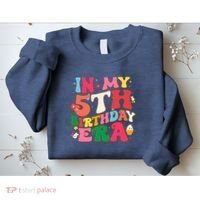 Funny Groovy In My 5th Birthday Era Five Years Old Birthday Sweatshirt thumb 2